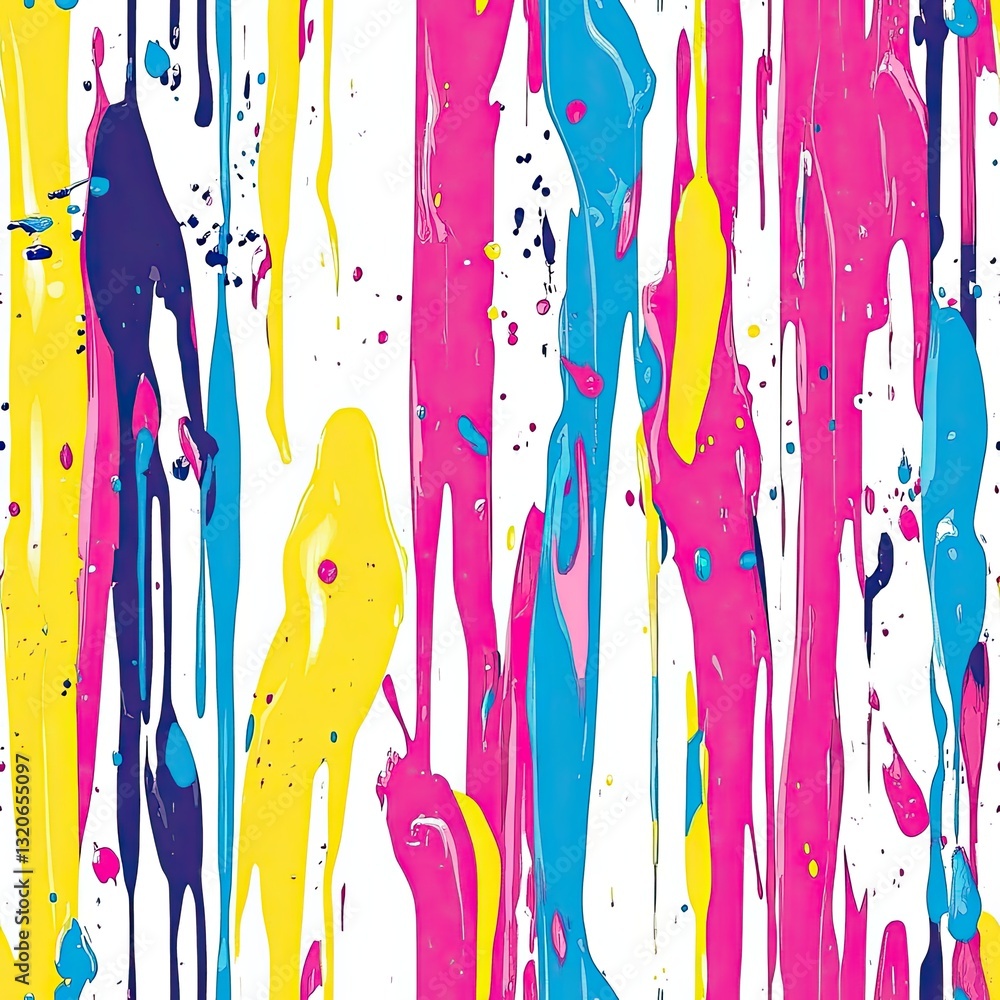Poster artistic multicolored paint splatter seamless pattern design for fashion web and print