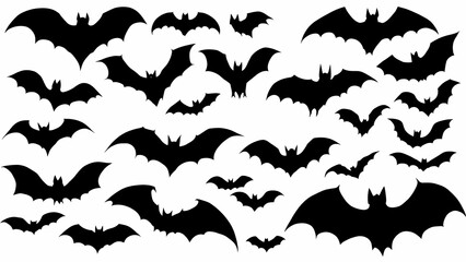 Bats flying on white background