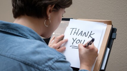 Woman Writing Thank You Note: Gratitude and Appreciation