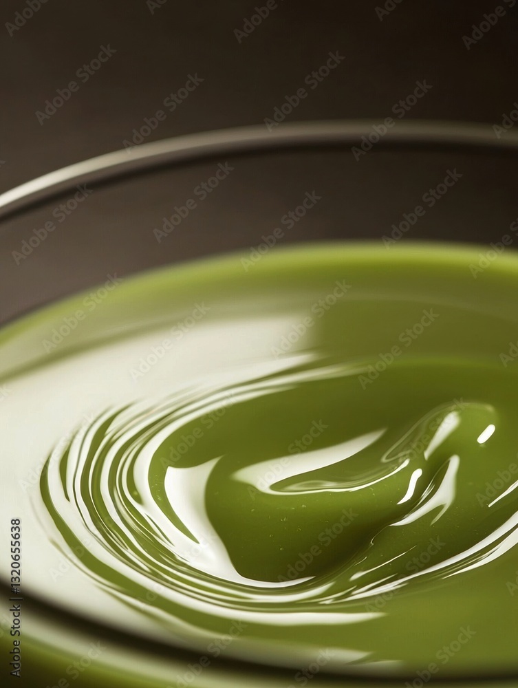 Poster close-up of a green plate with a swirl pattern on it. the plate appears to be made of ceramic or por