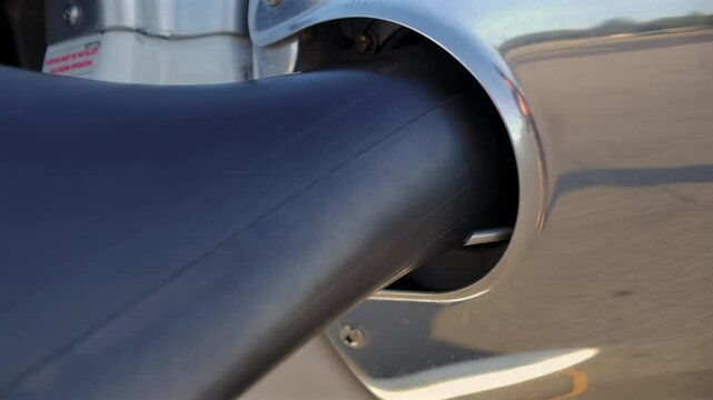 Variable Pitch Propeller Root Attached to Airplane Spinner Close Up