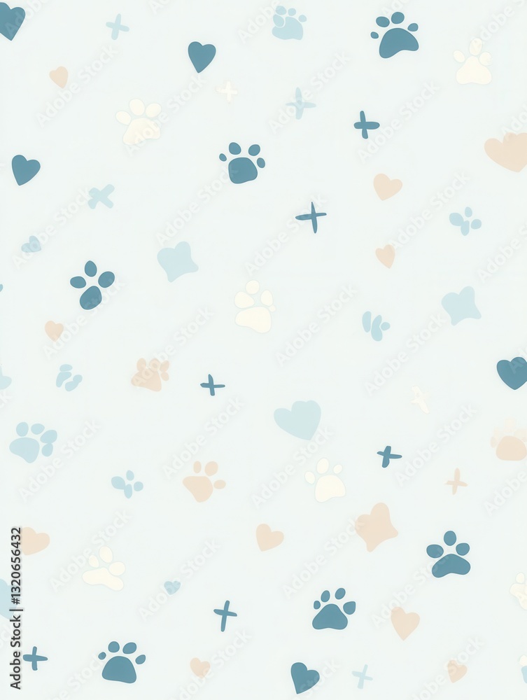 Poster minimalist veterinary background designed with soft pastel colors and harmonious icons for professio