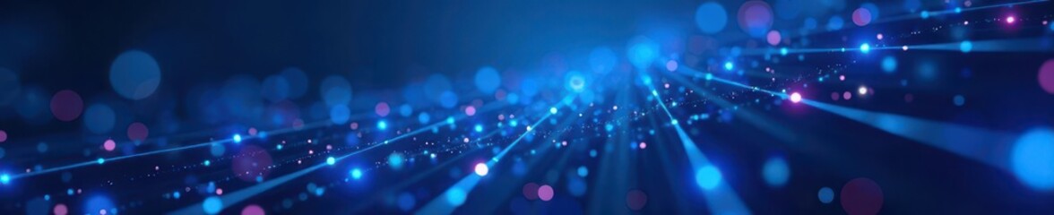 Abstract blue digital network, glowing lines & nodes , minimal, modern
