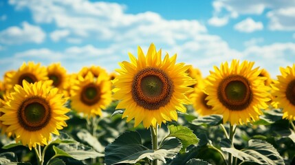 Obraz premium Sunflowers Under Blue Sky