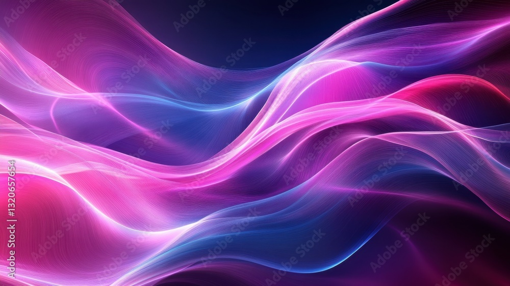 Poster an abstract and colorful fluid wave illustration with vibrant pinks and blues creating a dynamic and