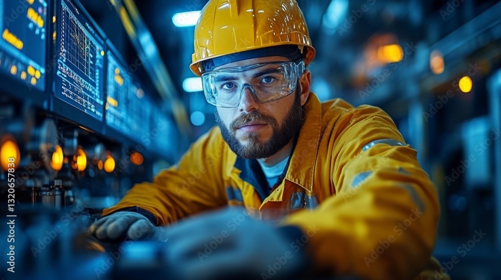 Aufkleber a skilled engineer monitors complex machinery in a high-tech manufacturing facility dedicated to pet