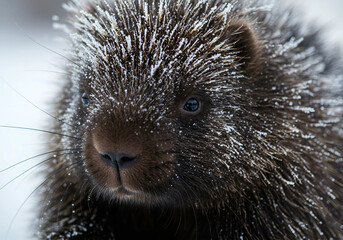 Obraz premium Porcupine Snow Portrait