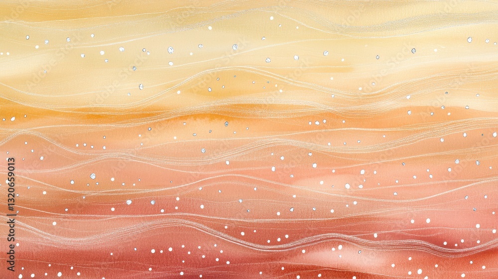 Poster pencil strokes create a gradient of muted peach and coral with delicate white accents for a serene v
