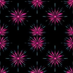 Bright Neon Starburst Seamless Pattern Futuristic Glowing Rays Design