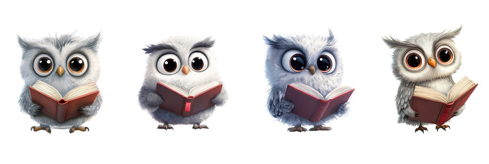 Fototapeta premium Wise Owls Reading Books