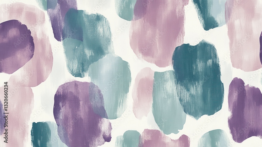 Poster Soft pencil strokes create a muted abstract pattern of colorful blotches in gentle hues of purple and teal