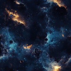 Obraz premium Celestial Nebula Seamless Pattern Glimmering Asteroid Belts Design for Fabrics Papers and Websites