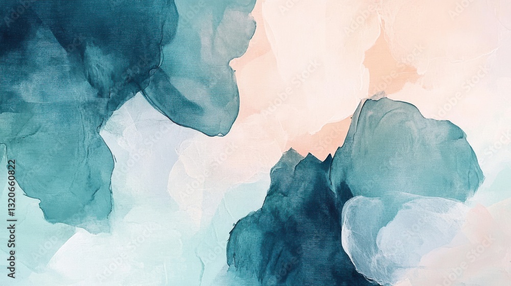 Poster soft teal gradient artwork created using delicate pencil strokes and subtle blotches, evoking a sere