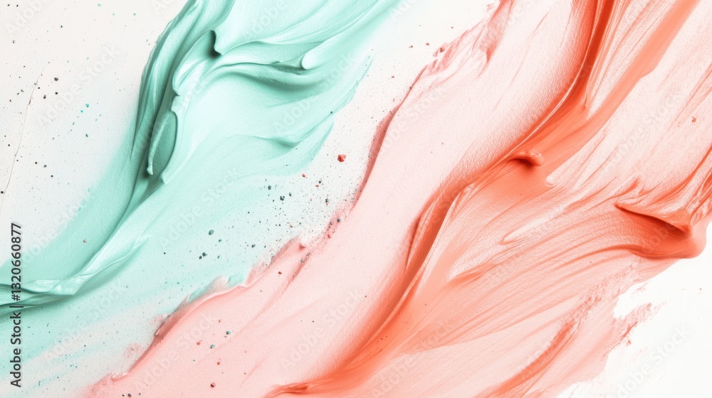 Poster smooth blending of mint and coral pencil strokes creates a soothing visual experience in abstract ar
