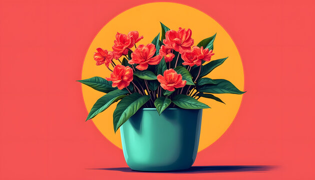 Kalanchoe icon with bright colors and simple design