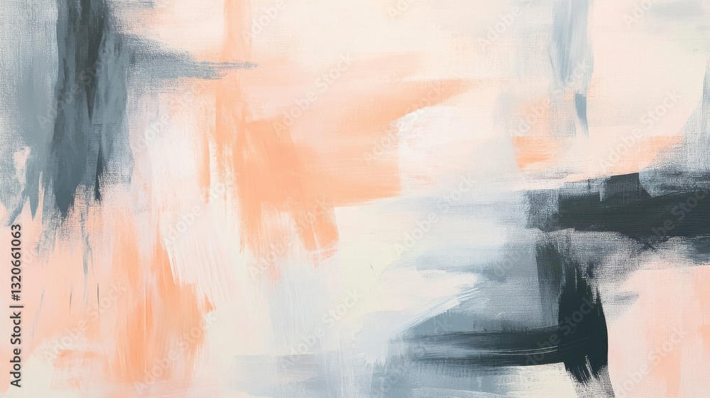Leinwandbilder soft pastel strokes of peach and gray create a calming atmosphere in abstract art