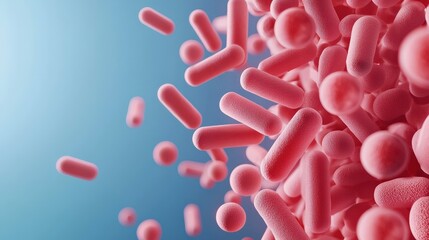 Fototapeta premium Ecological impact pollution recovery concept. Microbial structures depicted in vibrant colors.