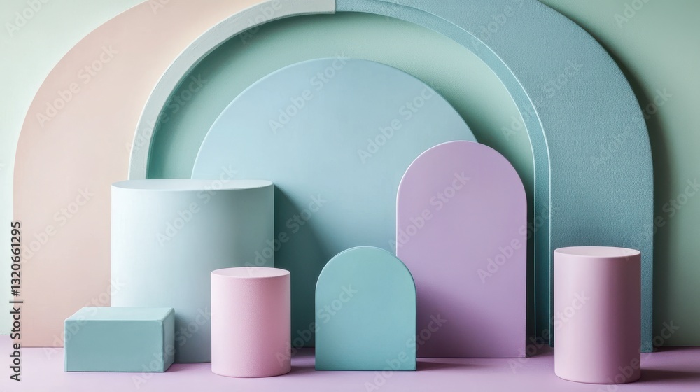 Poster soft lavender and teal shapes create a serene display in a gentle setting perfect for modern decor a