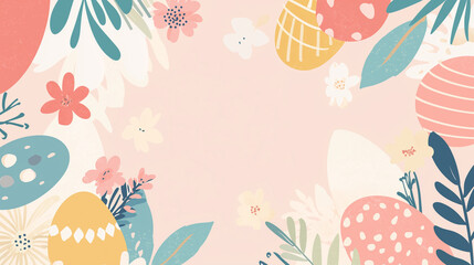 A trendy Easter social media template featuring pastel color blocks, floral elements, and a stylish modern font, perfect for creating a fresh and eye-catching post for the holiday season.
