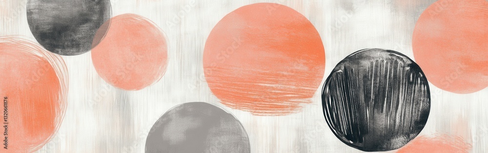 Fototapete overlapping pastel circles with pencil strokes create a textured background displaying vibrant color