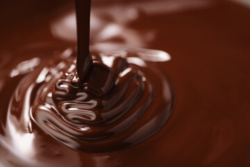 poured melted dark chcolate background closeup