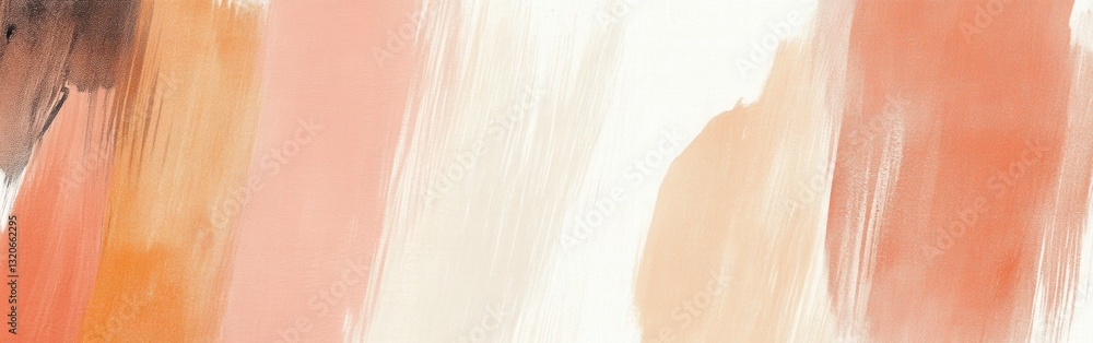Aufkleber Minimalist pencil strokes and washed colors create an abstract composition with jagged edges and soft hues of peach and cream