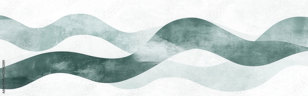 Poster Intricate minimalist pencil strokes create a tranquil backdrop with flowing waves in soft hues