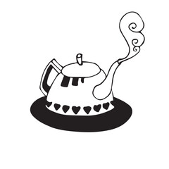 Doodle ink vector teapot with steam