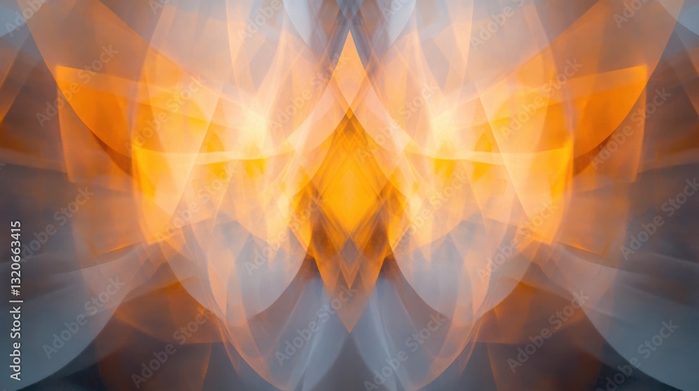 Aufkleber Blurred amber and gray forms create a captivating minimalist composition in light and color