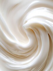 Close-up of a creamy white substance, which appears to be whipped cream or cream.