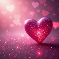 Blurred pink hearts with glittering bokeh lights, vibrant, festive, holiday