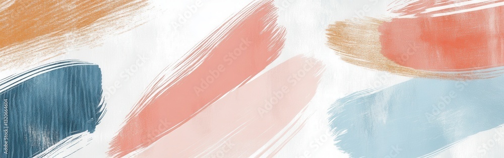 Poster Elegant abstract design featuring soft brush strokes and a white background creating a calm and minimalist atmosphere