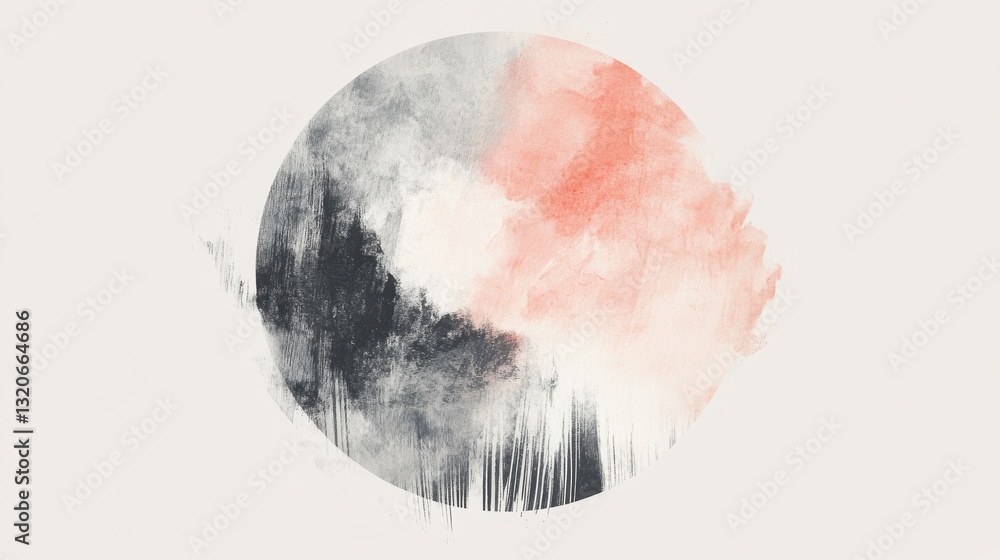 Aufkleber elegant circular artwork created with delicate pencil strokes blending soft hues through a harmoniou