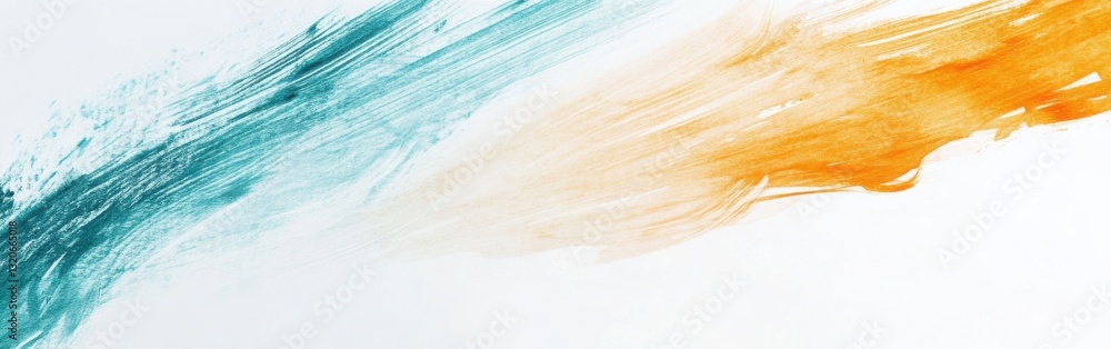 Poster Elegant gradient of pencil strokes blending turquoise and orange on a white canvas, creating a subtle artistic effect
