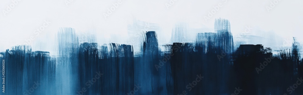 Poster Elegant gradients of muted blue pencil strokes create a serene atmosphere in this calming composition on canvas