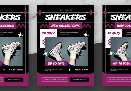 Purple And Black Sneakers Flyer