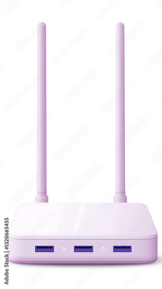 Poster a compact wireless router with two antennas and multiple usb ports, designed for efficient internet 