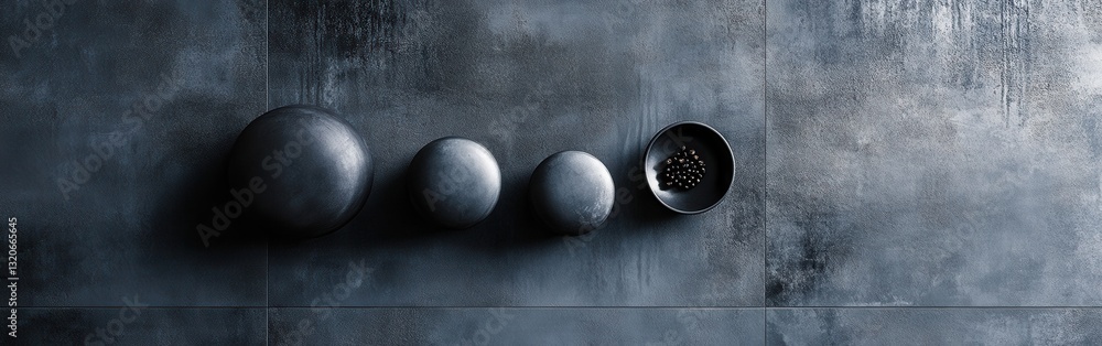 Aufkleber elegant gray design features smooth spheres and a bowl of beads arranged harmoniously on a textured 