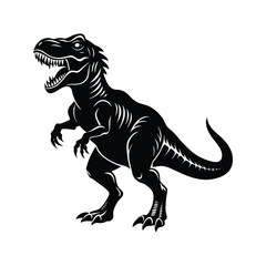 Obraz premium Fierce T-Rex dinosaur roaring silhouette isolated on white background