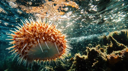 Underwater action jellyfish in clear ocean waters nature scene