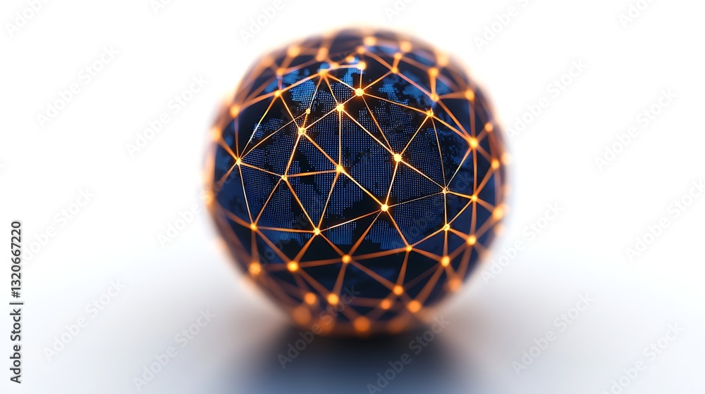 Poster a futuristic globe, interconnected with glowing lines, symbolizes global connectivity and digital ne