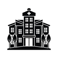 Fototapeta premium Medical center or clinic illustration silhouette isolated on white background