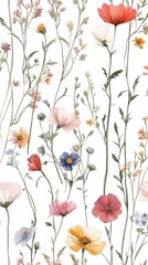 Naklejka premium Watercolor Illustration set of Pink cosmos and dry flowers on a white background,spring summer nature,Vibrant pink cosmos blooming,Children's card,banner,raindrops drawn by hand.