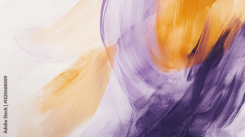 Leinwandbilder flowing abstract pencil strokes merge in soft hues of purple and orange, creating a serene visual ex