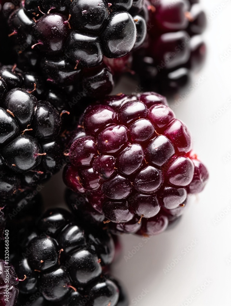 Poster close-up of a bunch of blackberries. the berries are dark in color and appear to be ripe and juicy. 