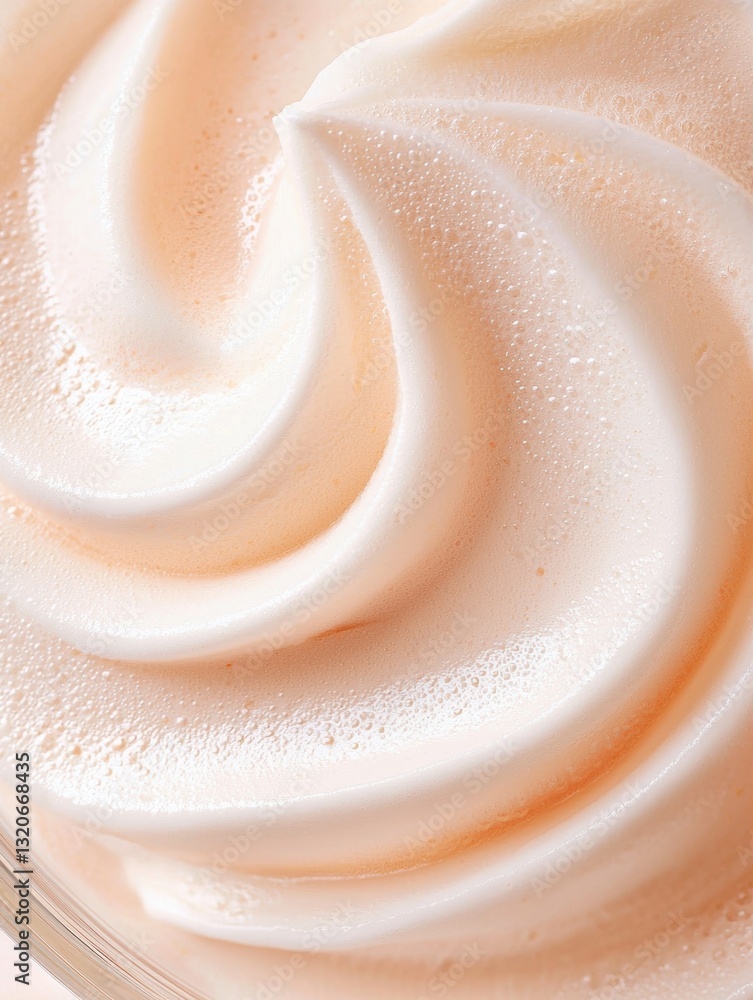 Poster close-up of a swirl of whipped cream. the cream is light pink in color and has a smooth texture. the