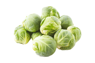 Fototapeta premium Fresh Brussels sprouts isolated a white transparent background.