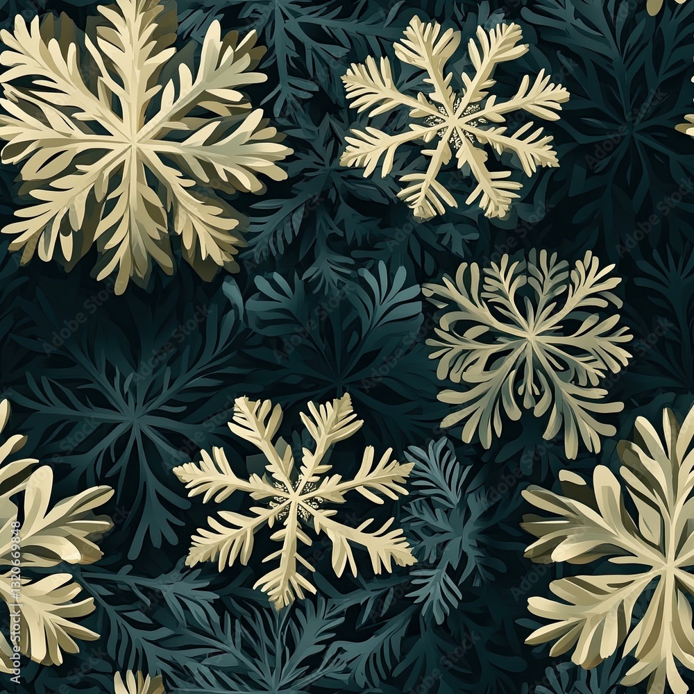 Poster dynamic snowflake patterns layered transparency for festive designs