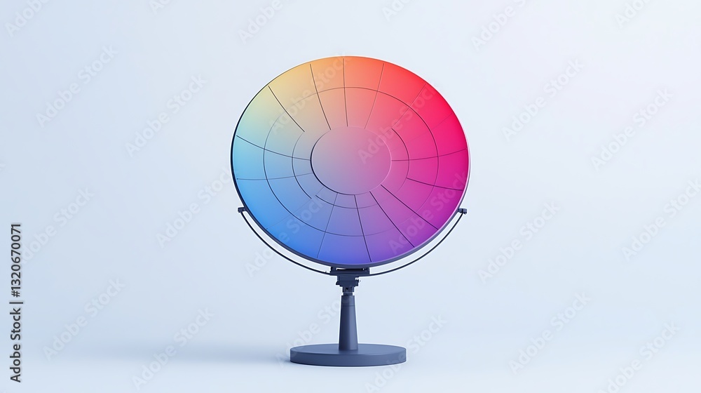 Poster a vibrant color wheel stands on a simple base, showcasing a spectrum of colors in a circular design 