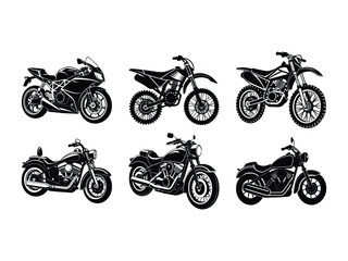 Obraz premium Sport and off-road motorcycle collection silhouette isolated on white background